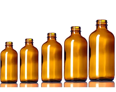 Botol minyak kaca berwarna coklat bulat