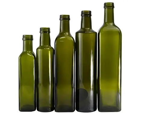 Botol kaca minyak zaitun bening persegi bulat 0,75l