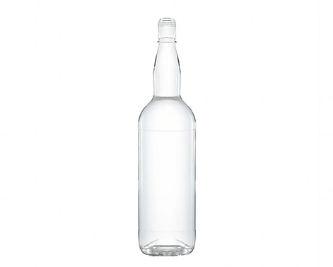 Kemasan botol wiski kaca atas berulir bulat 1000ml Flint ekstra kristal Premium